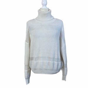 Mango MNG Ivory Alpaca Blend Turtleneck Sweater Size Small